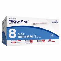 Micro-Fine Strzykawka insulinowa 1 ml z igłą 30G (0,30 mm) x 8 mm, 100 szt.