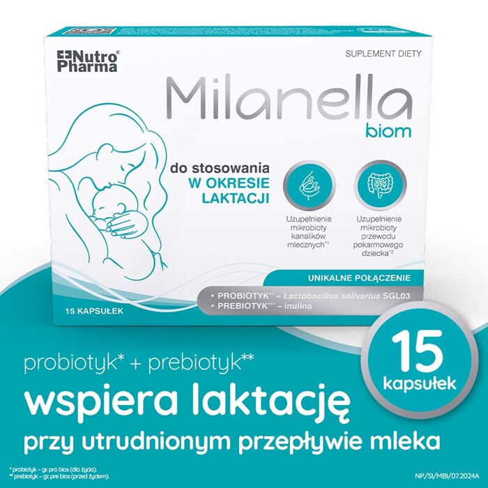 Milanella Biom kapsułki probiotyczne dla kobiet karmiących, 15 szt.