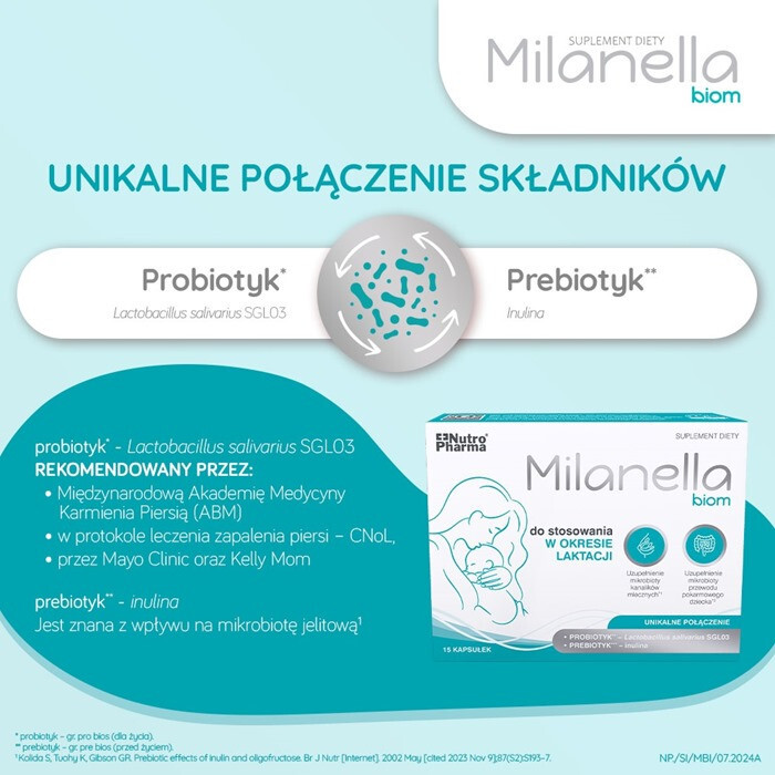 Milanella Biom kapsułki probiotyczne dla kobiet karmiących, 15 szt.