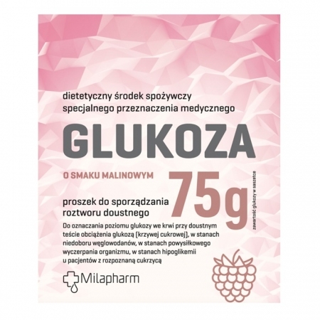 Milapharm Glukoza o smaku malinowym proszek doustny, 75 g