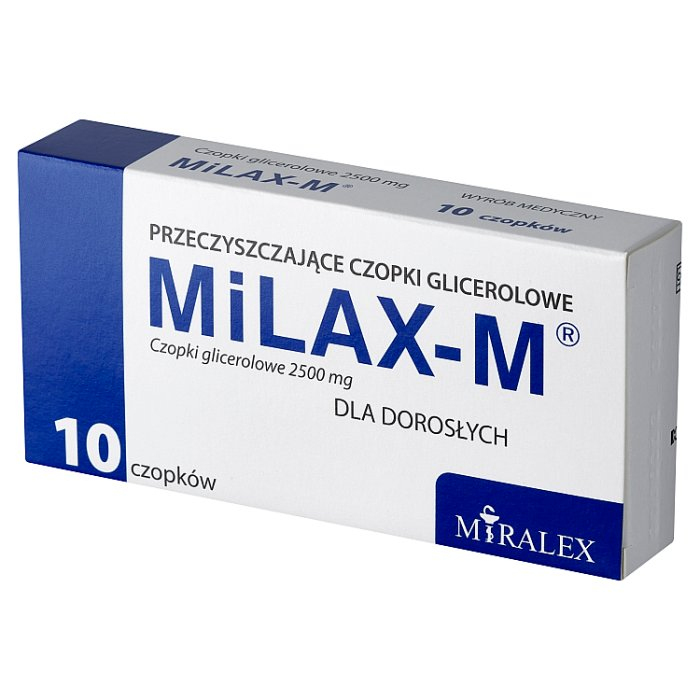 Milax-M 2500 mg czopki glicerolowe na zaparcia dla dorosłych, 10 szt.