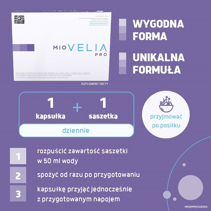 Miovelia Pro kuracja dla kobiet wspierająca płodność, 30 saszetek + 30 kapsułek