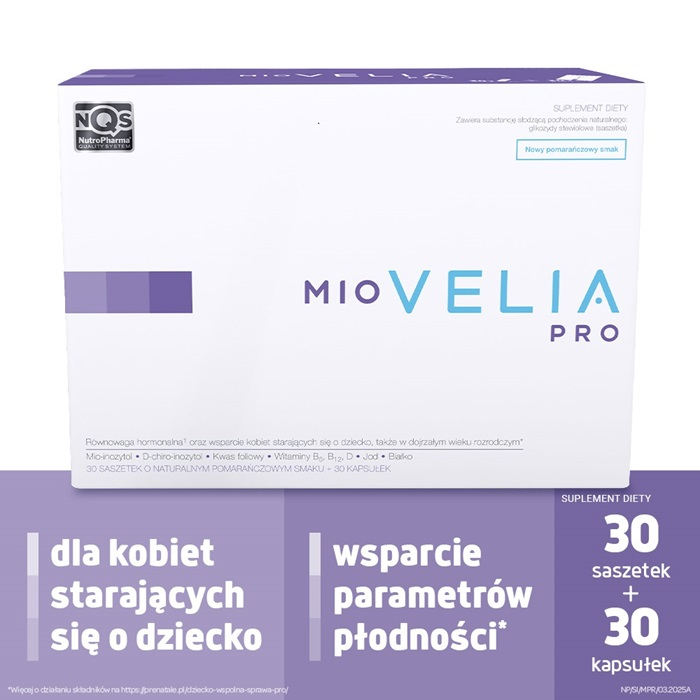 Miovelia Pro kuracja dla kobiet wspierająca płodność, 30 saszetek + 30 kapsułek