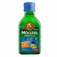 Moller’s Omega-3 Tran Norweski o aromacie owocowym płyn, 150 ml
