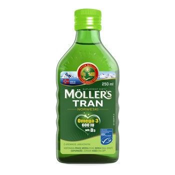Mollers Tran Norweski o aromacie jabłkowym płyn, 250 ml