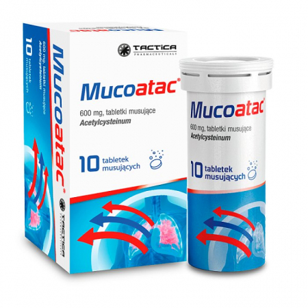 Mucoatac 600 mg tabletki musujące o działaniu wykrztuśnym, 10 szt.