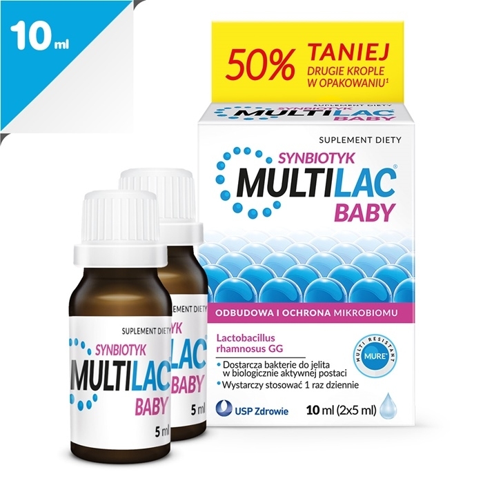 Multilac Baby Synbiotyk probiotyk + prebiotyk krople, (2 x 5 ml)  10 ml