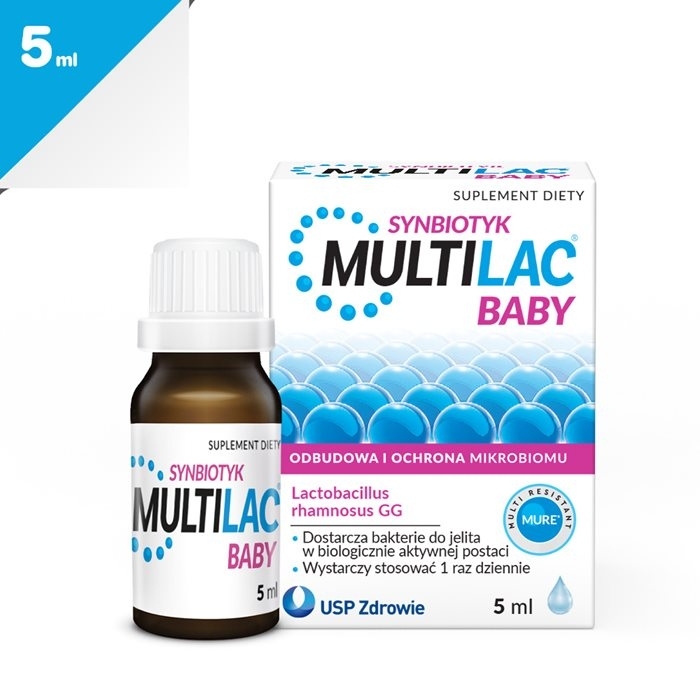 Multilac Baby Synbiotyk probiotyk + prebiotyk krople, 5 ml