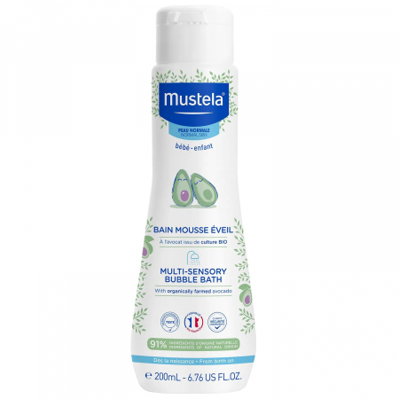Mustela Bebe Bąbelkowa Kąpiel płyn dla dzieci od 1. dnia życia, 200 ml