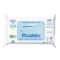 Mustela Chusteczki nawilżane z wodą kompostowalne, 60 szt.