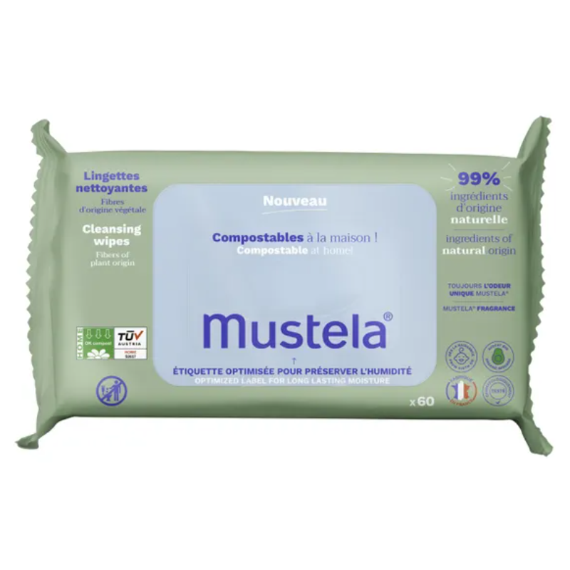 Mustela Chusteczki oczyszczające kompostowalne, 60 szt.