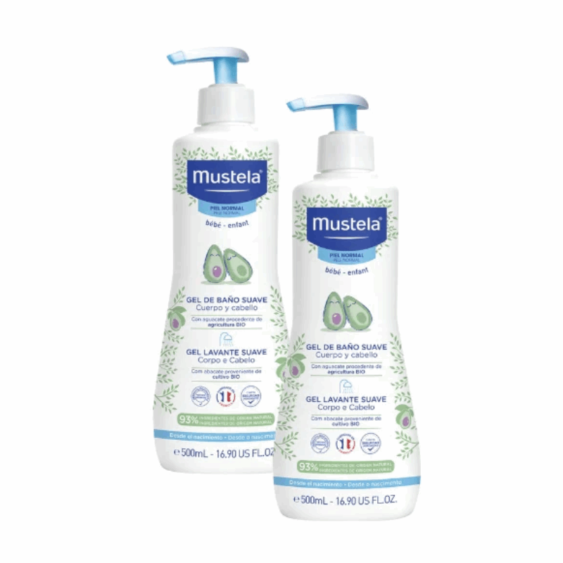 Mustela Delikatny żel do mycia z organicznym awokado, 2 x 500 ml