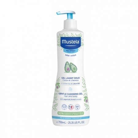 Mustela Delikatny żel do mycia z organicznym awokado, 750 ml