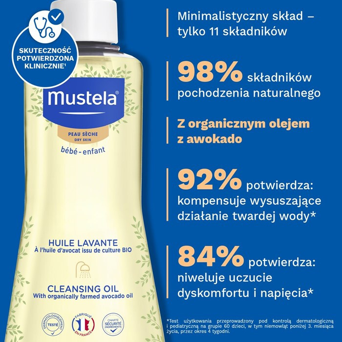 Mustela Olejek myjący z organicznym awokado do skóry suchej, 500 ml