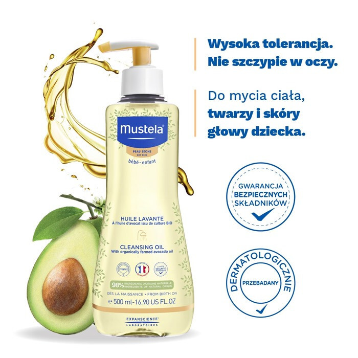Mustela Olejek myjący z organicznym awokado do skóry suchej, 500 ml