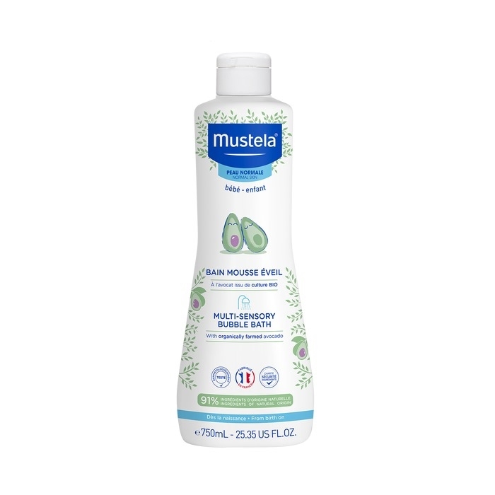 Mustela płyn Bąbelkowa Kąpiel dla noworodka z organicznym awokado, 750 ml