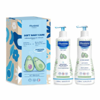 Mustela Soft Baby Care Delikatna pielęgnacja Zestaw (Żel do mycia ciała i włosów, 500 ml + Mleczko do ciała, 500 ml), 1 szt.
