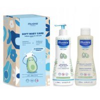 Mustela Soft Baby Care zestaw Delikatne mycie: Żel do mycia, 500 ml + Szampon, 500 ml