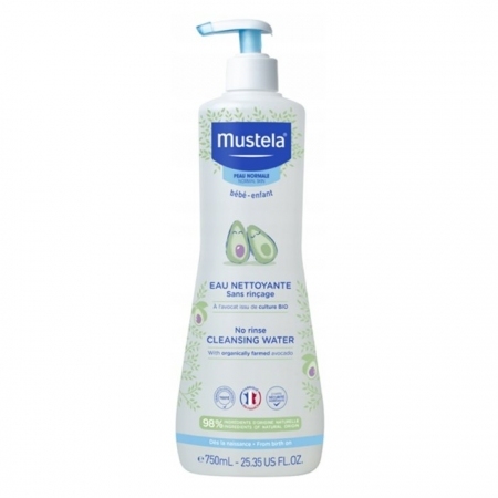 Mustela Woda oczyszczająca bez spłukiwania z organicznym awokado, 750 ml