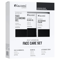 Nacomi Face Care Men Zestaw (żel do mycia twarzy, 140 ml + olejek do brody i zarostu, 40 ml + krem po goleniu, 50 ml), 1 szt.
