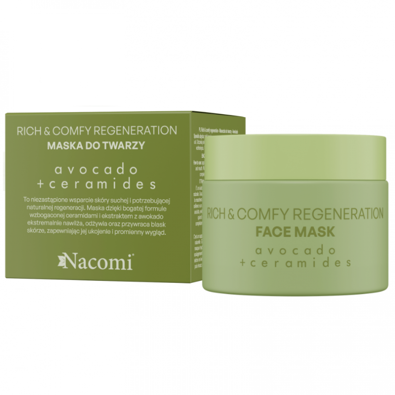 Nacomi Rich & Comfy Regeneration Maseczka do twarzy Awokado i Ceramidy, 40 ml