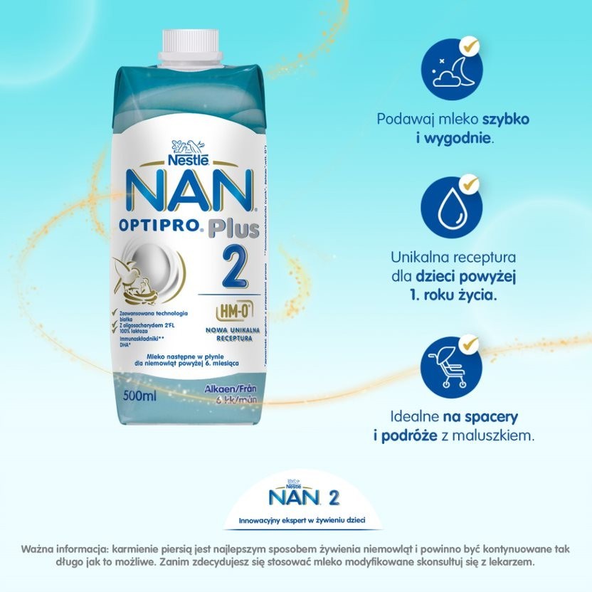 NAN OptiPro Plus 2 Mleko następne (powyżej 6m-ca) 500 ml
