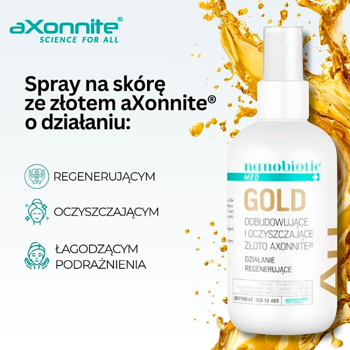 Nanobiotic Med Gold płyn regenerujący i oczyszczający ze złotem, 150 ml