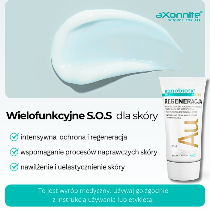 Nanobiotic Med Gold Skin Repair krem łagodzący ze złotem, 50 ml