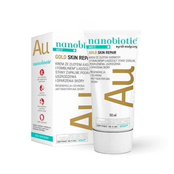 Nanobiotic Med Gold Skin Repair krem łagodzący ze złotem, 50 ml
