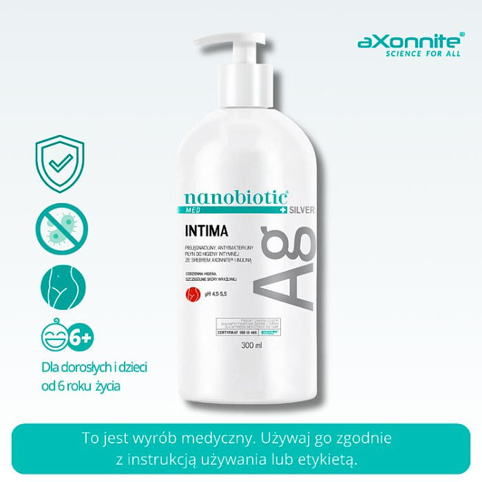 Nanobiotic Med Silver Intima płyn do higieny intymnej ze srebrem, 300 ml