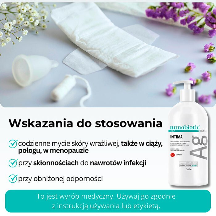 Nanobiotic Med Silver Intima płyn do higieny intymnej ze srebrem, 300 ml