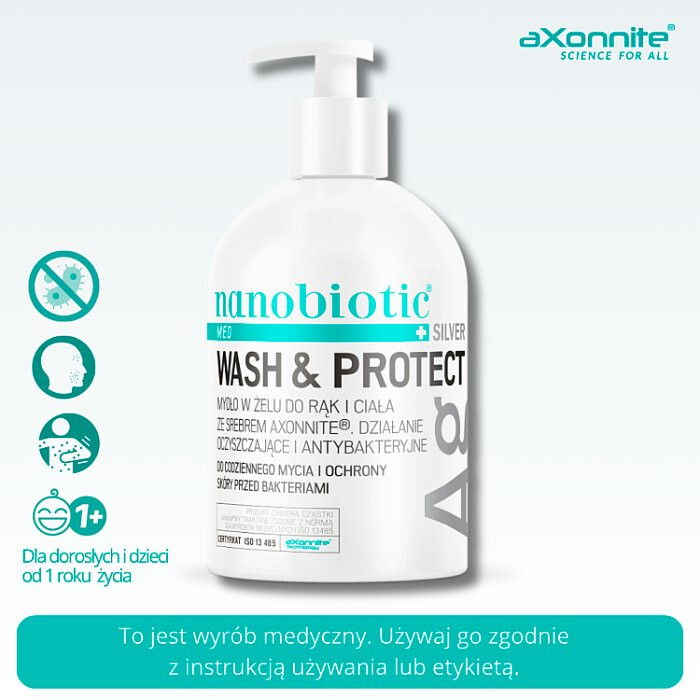 Nanobiotic Med Silver Wash & Protect Mydło do rąk i ciała 500 ml