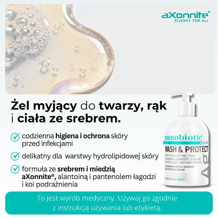 Nanobiotic Med Silver Wash & Protect Mydło do rąk i ciała 500 ml