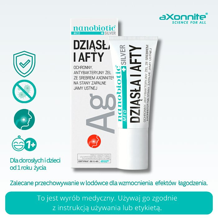 Nanobiotic Med Silver żel na dziąsła i afty ze srebrem, 15 ml