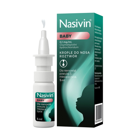 Nasivin Baby 0,01% krople do nosa 5 ml / Katar u dzieci