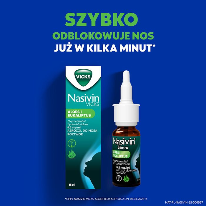 Nasivin Sinex Aloes i Eukaliptus aerozol do nosa, 15 ml