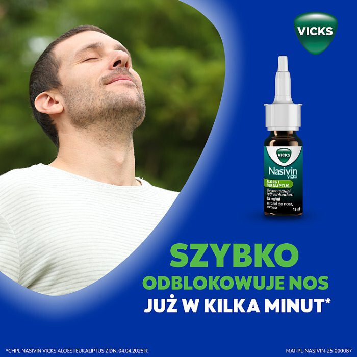 Nasivin Vicks Aloes i Eukaliptus aerozol do nosa, 15 ml