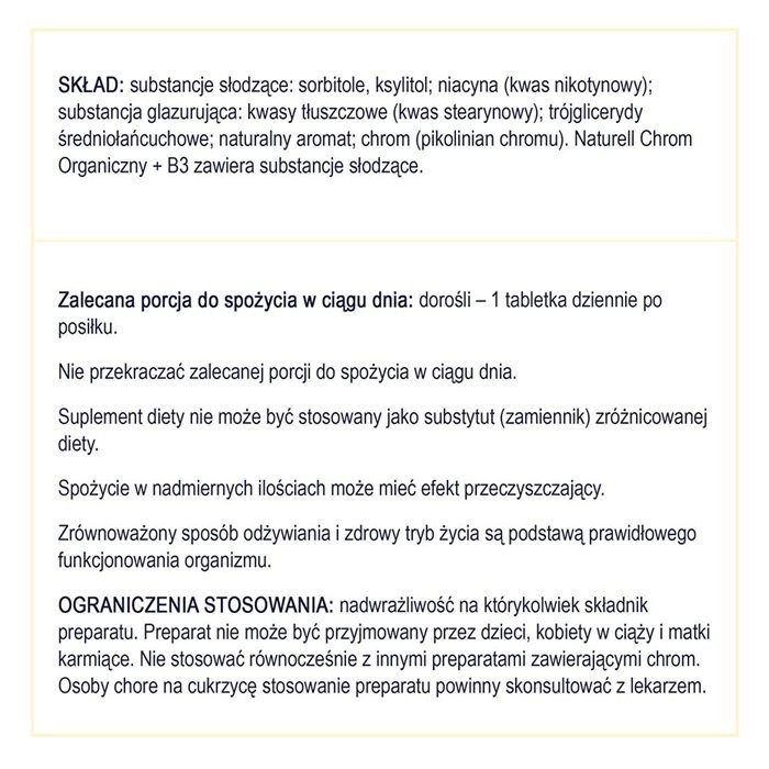 Naturell Chrom Organiczny + B3 tabletki do żucia, 60 szt.