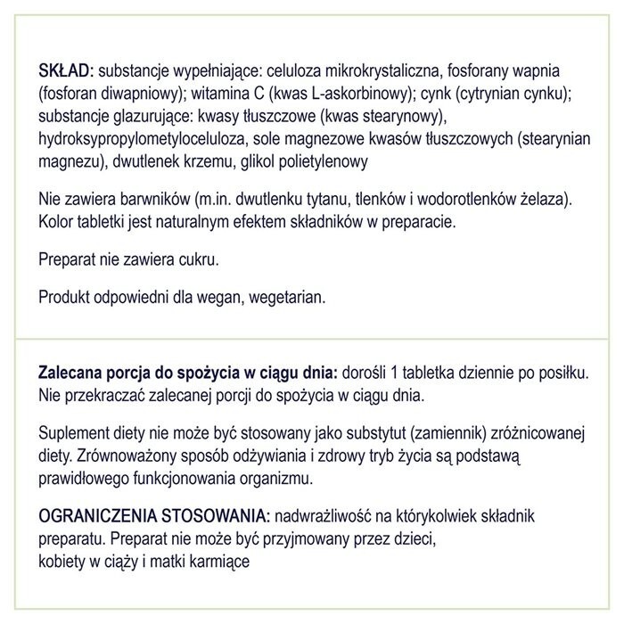 Naturell Cynk organiczny + C 100 tabletek