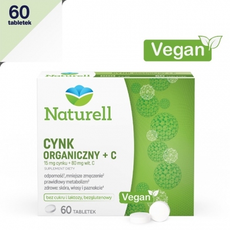 Naturell Cynk organiczny + C 60 tabletek