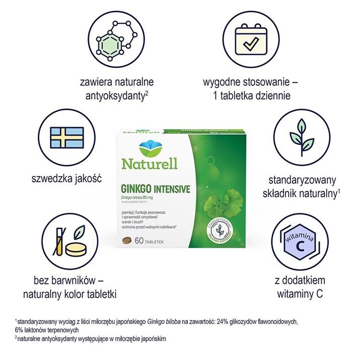 Naturell Ginkgo Intensive tabletki, 60 szt.