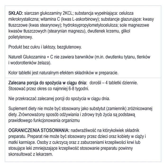 Naturell Glukozamina + C 100 tabletek