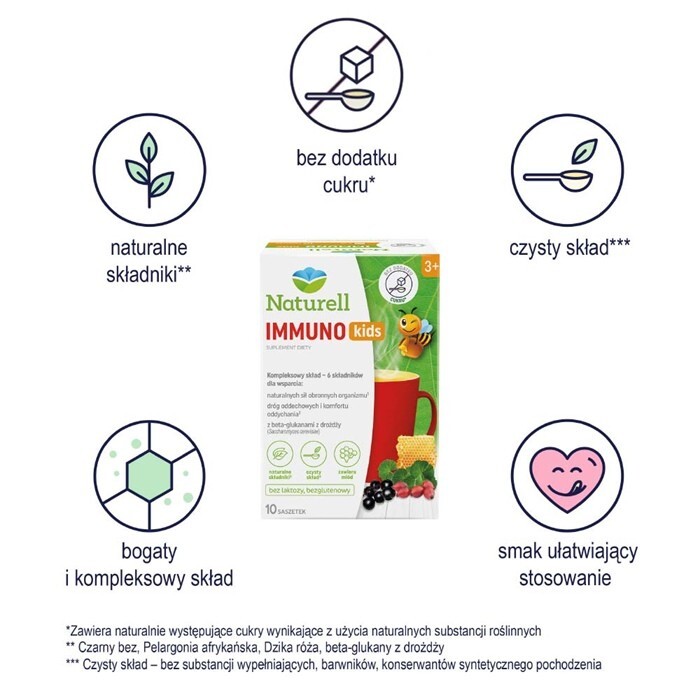 NATURELL Immuno Kids 10 saszetek z proszkiem do sporządzenia roztworu
