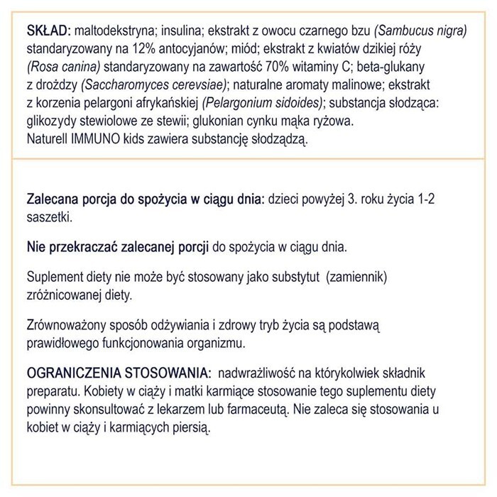NATURELL Immuno Kids 10 saszetek z proszkiem do sporządzenia roztworu