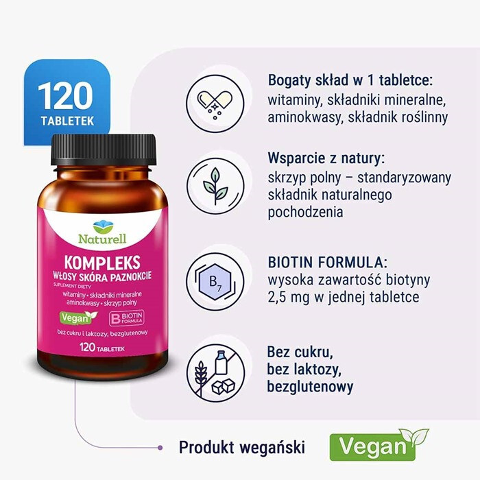 Naturell Kompleks Włosy Skóra Paznokcie w tabletkach, 120 szt.