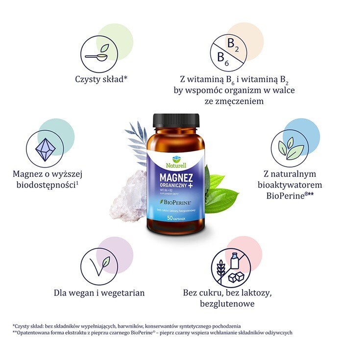 NATURELL Magnez organiczny+ 50 kapsułek