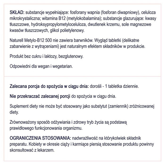 Naturell Metylo-B12 500 mcg tabletki, 60 szt.