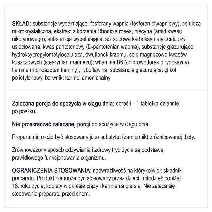 Naturell Rhodiola + B 60 tabletek