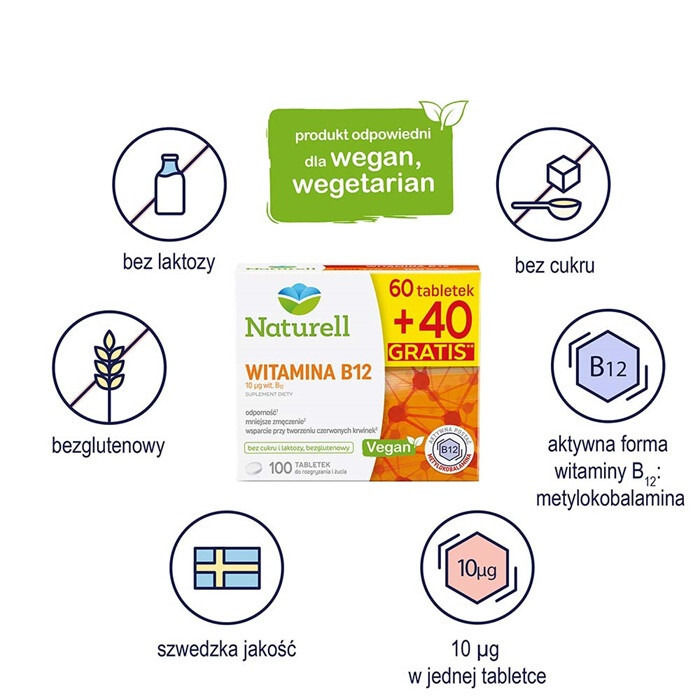 Naturell Witamina B-12 100 tabletek