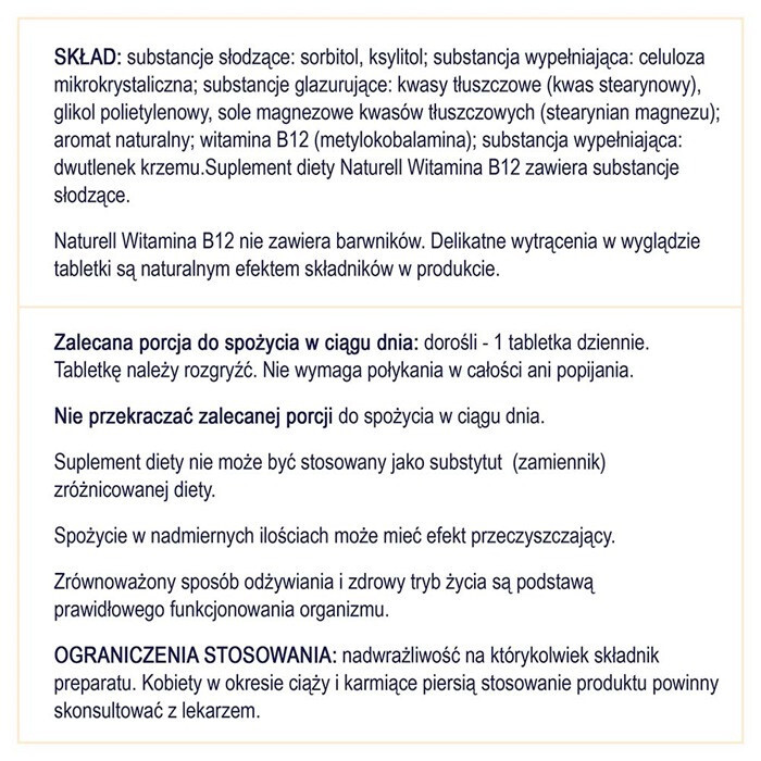 Naturell Witamina B-12 100 tabletek